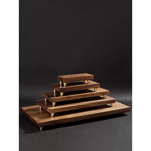 北美实木黑胡桃装饰底座工艺品花瓶佛像长方形奇石茶具实木底座