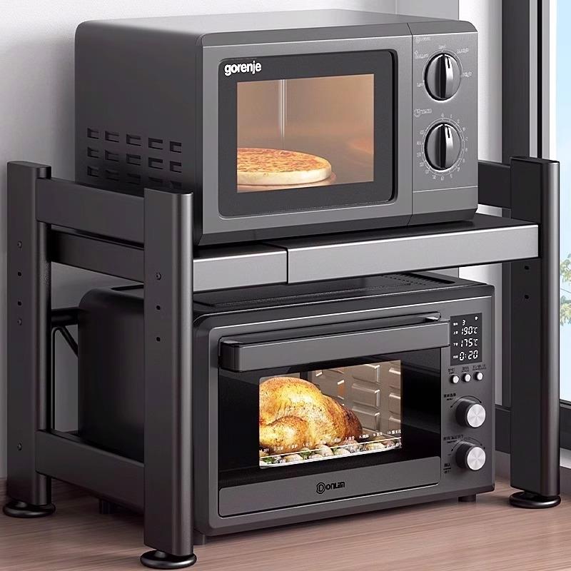 绩家可伸缩加厚微波炉置物架家用厨房多功能台面烤箱多层收纳架子