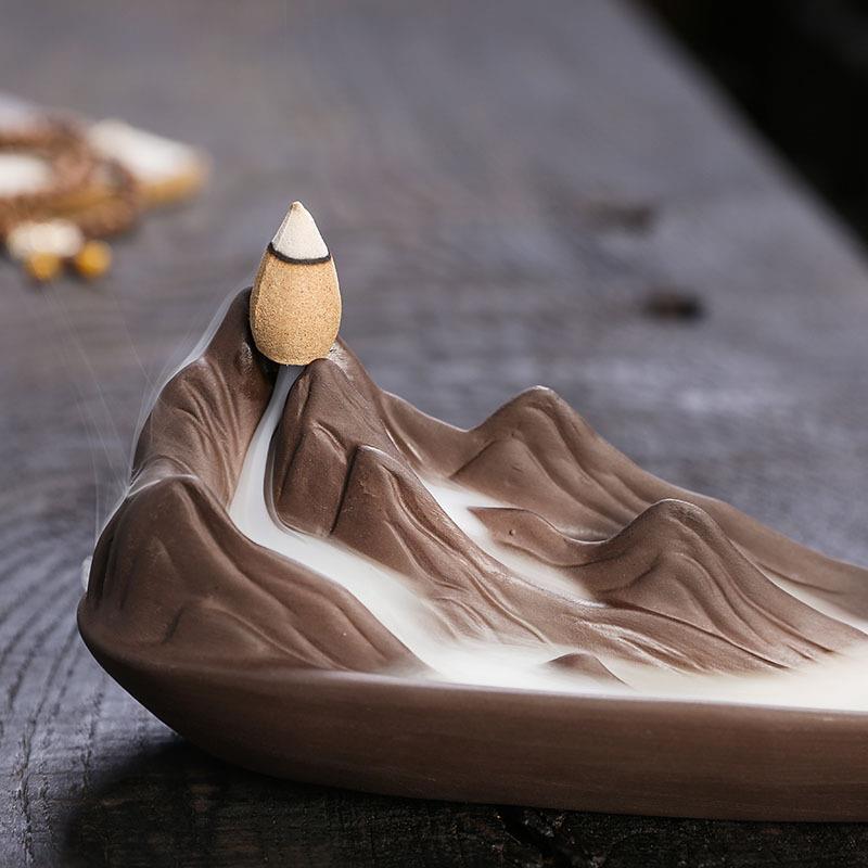 紫砂禅意多功能倒流香薰炉创意渔翁禅意香插千里江山倒流香炉