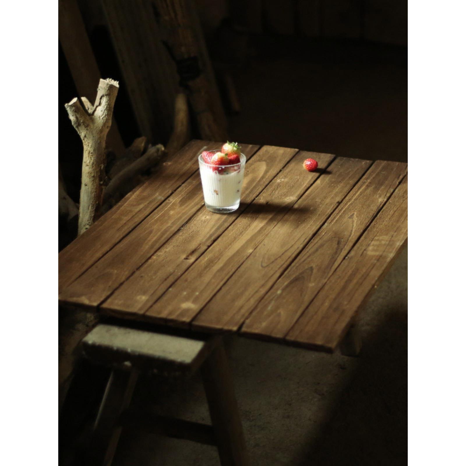 实木覆古做旧老木板美食拍照道具桌面台面摄影背景板食品拍摄摆件