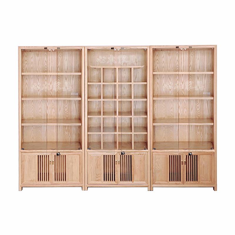 茶叶展示柜实木玻璃门博古架中式白蜡木珠宝茶具紫砂壶茶室陈列柜