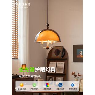 中世纪风格实木餐厅吊灯圆桌升降机吊灯餐厅灯设计师法式覆古餐厅