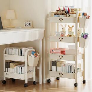 小推车置物架桌下落地架卧室多层婴儿零食移动化妆室收纳整理架子