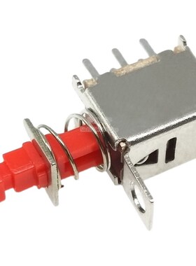 A03琴键开关 PS-22F04直键开关 自锁按键 六脚带锁 红色按钮 带耳