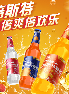 燕京倍斯特嘉槟荔枝橙味果味汽水饮料500ml*12瓶【泡沫箱发货】