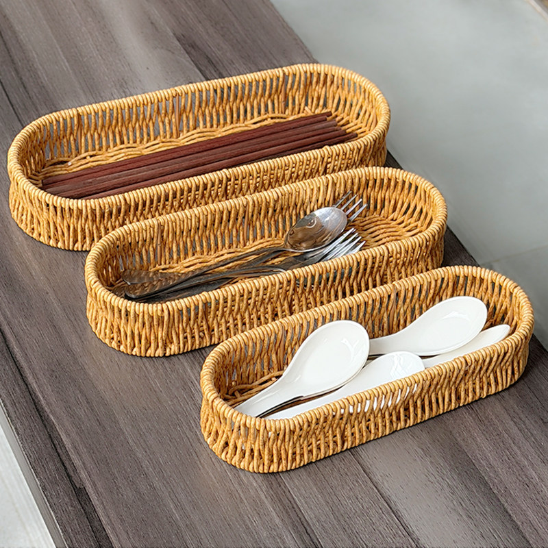 仿藤编餐具收纳盒刀叉勺筷子篮分格收纳整理厨房筷笼架餐具沥水篮,收纳整理,其他收纳篮,淘宝优惠券,粉丝福利购,淘宝优惠卷