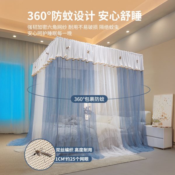 厂促宫廷落地蚊帐家用卧室2025新款公主床帘幔纱支架杆加粗加厚免