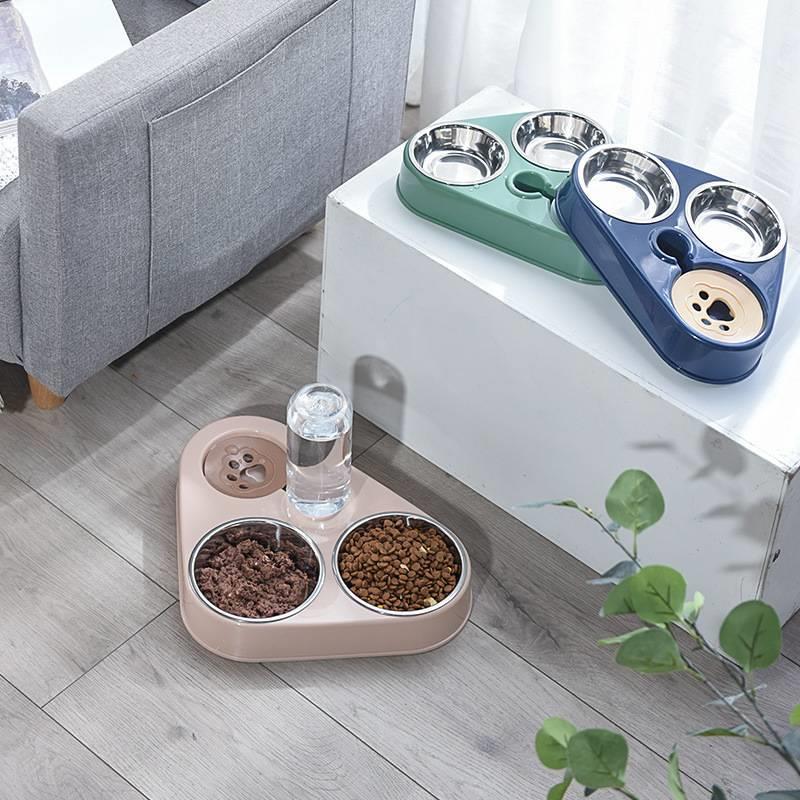狗狗双碗自动宠物不锈钢碗喂食器猫咪饮水器猫盆狗碗猫碗猫猫用品