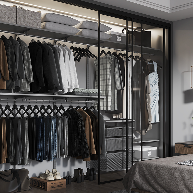 3ROOMS灰色系列金属衣柜全屋定制