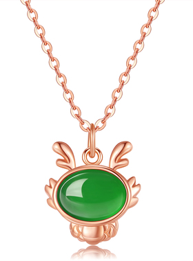 新真S925银玛瑙龙缘项链女项饰