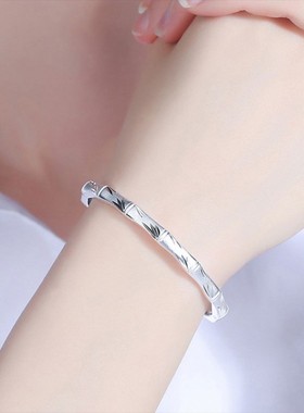 新品真足银999开口竹节手镯女链