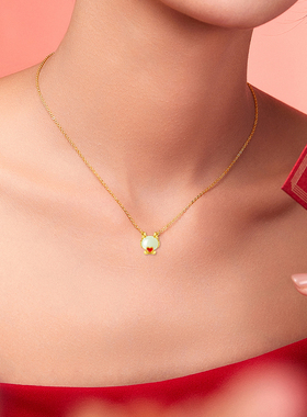 S925银和田玉捧心龙项链女项饰