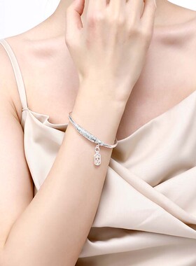 新品真足银999平安手镯女手链串