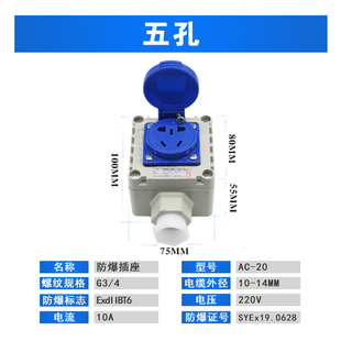 10A 新品 防爆插座220V明装 暗装 16A三孔五孔86型工业防水户外防雨