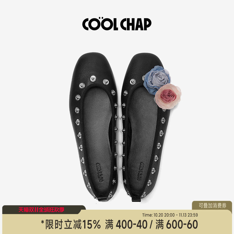 【章若楠同款】COOLCHAP秋季新款DIY扣扣鞋浅口单鞋女平底玛丽珍