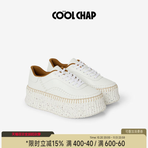 COOLCHAP新款厚底增高休闲小白鞋