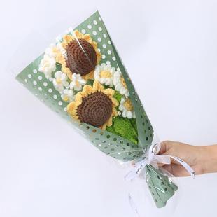 织玫瑰花花针束教节母亲节朋师友同学送捧礼钩针毛线手花成品 新品