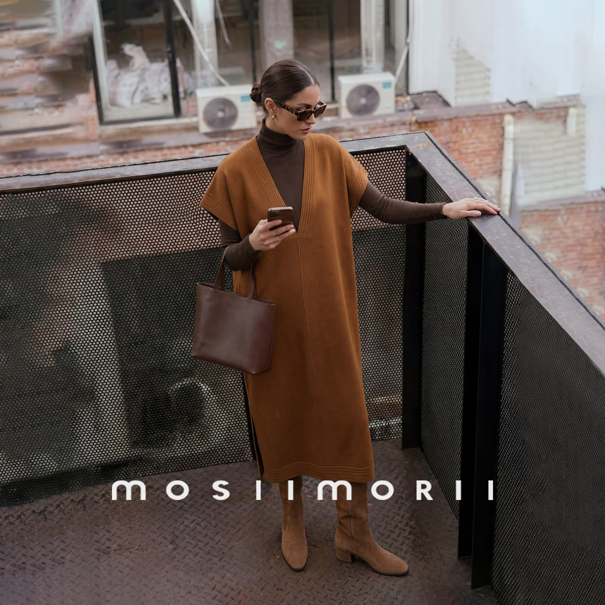 MOSIIMORII【蒙德里安】春季毛呢连衣裙2026新款轻奢羊毛气质裙子