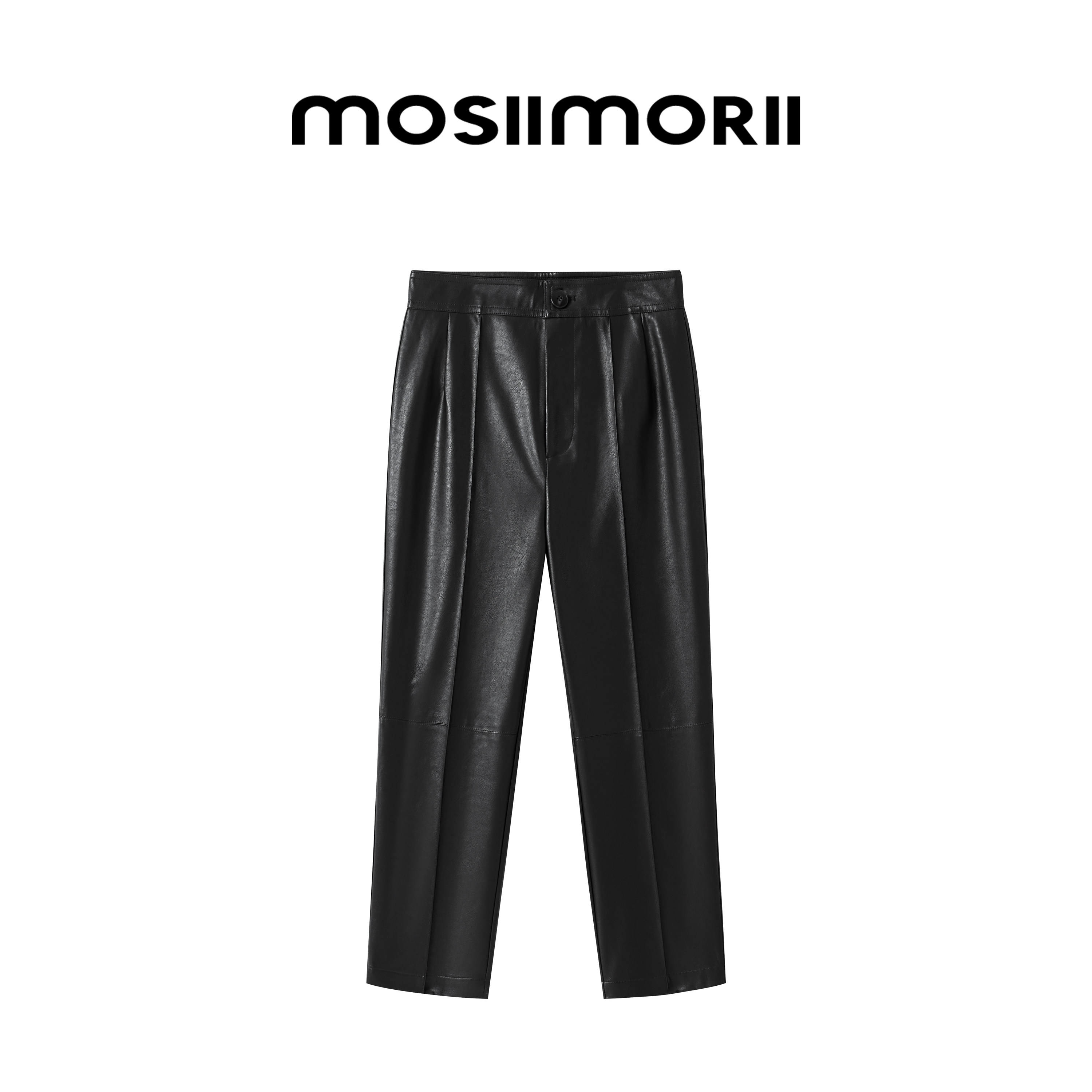 MOSIIMORII【皮革绮想】夏季黑色pu女九分皮裤2026新款休闲直筒裤