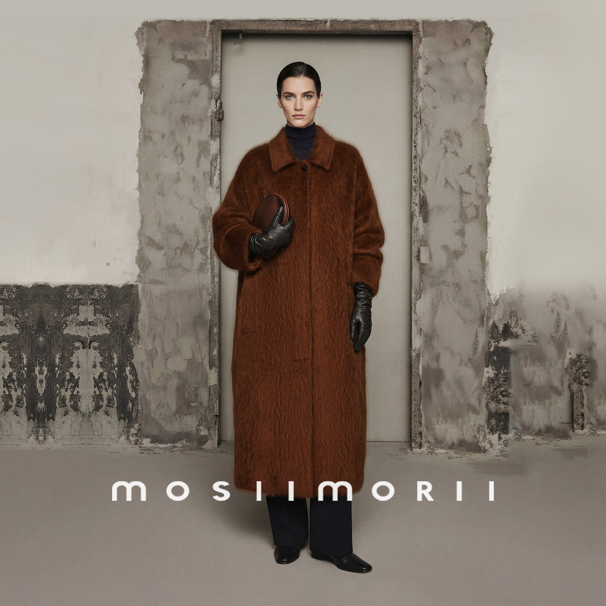 MOSIIMORII【苍羽浮游】摩登风冬季翻领大衣女2026新款双面呢外套