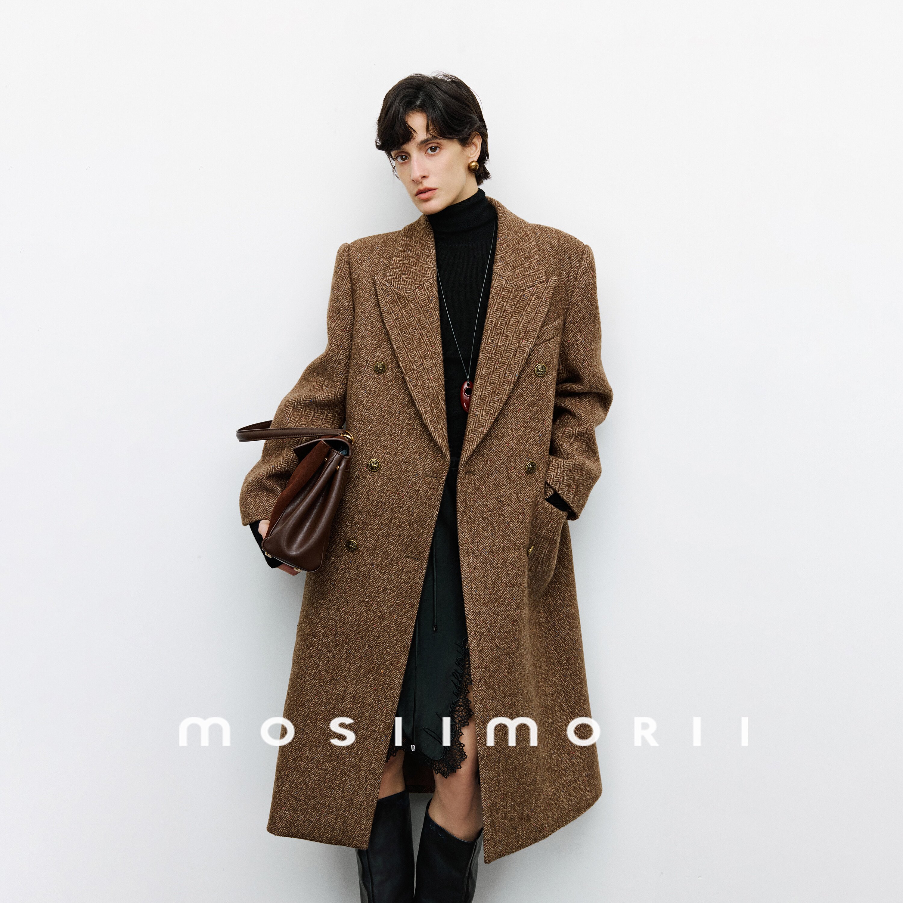 MOSIIMORII【午夜弥光】秋冬绵羊毛大衣女2026年新款桑蚕丝外套