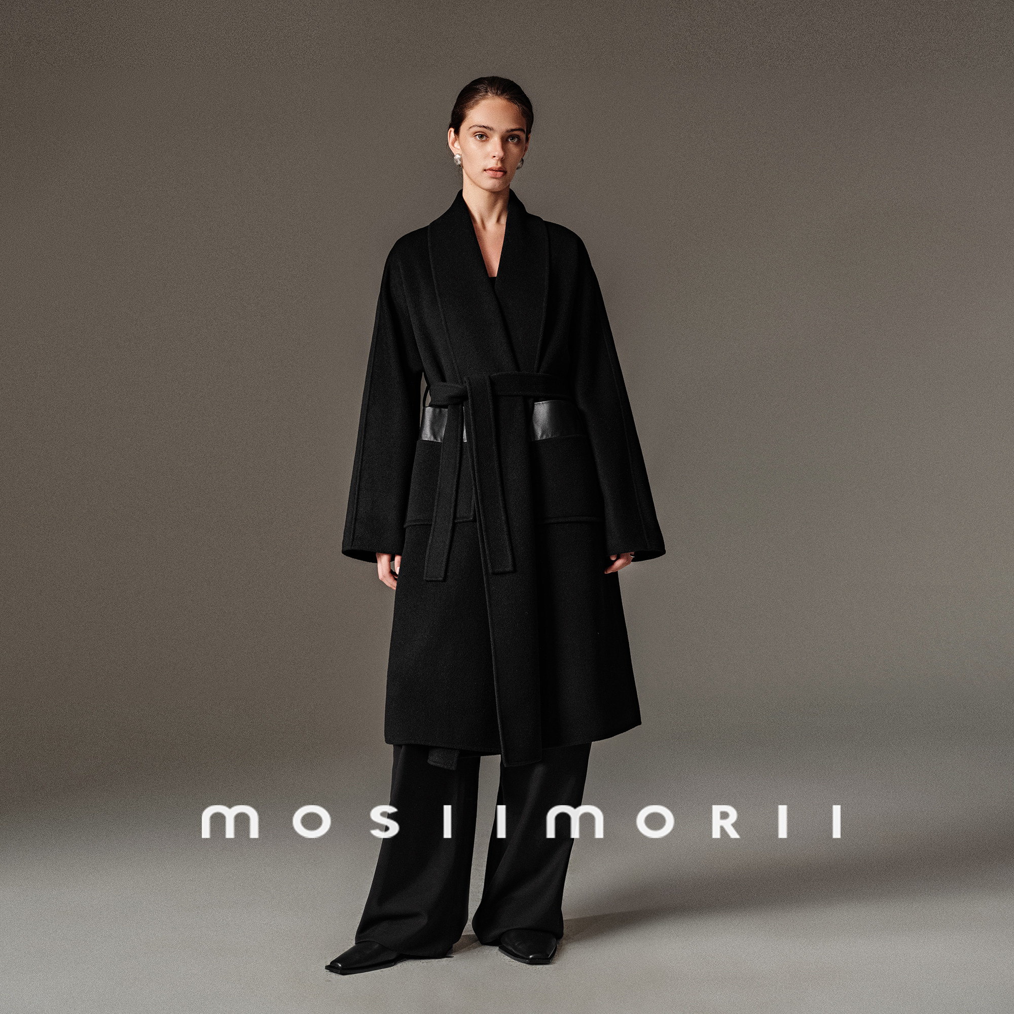 MOSIIMORII【墨恋】极简毛呢外套女2026秋冬新款中长款绵羊毛大衣