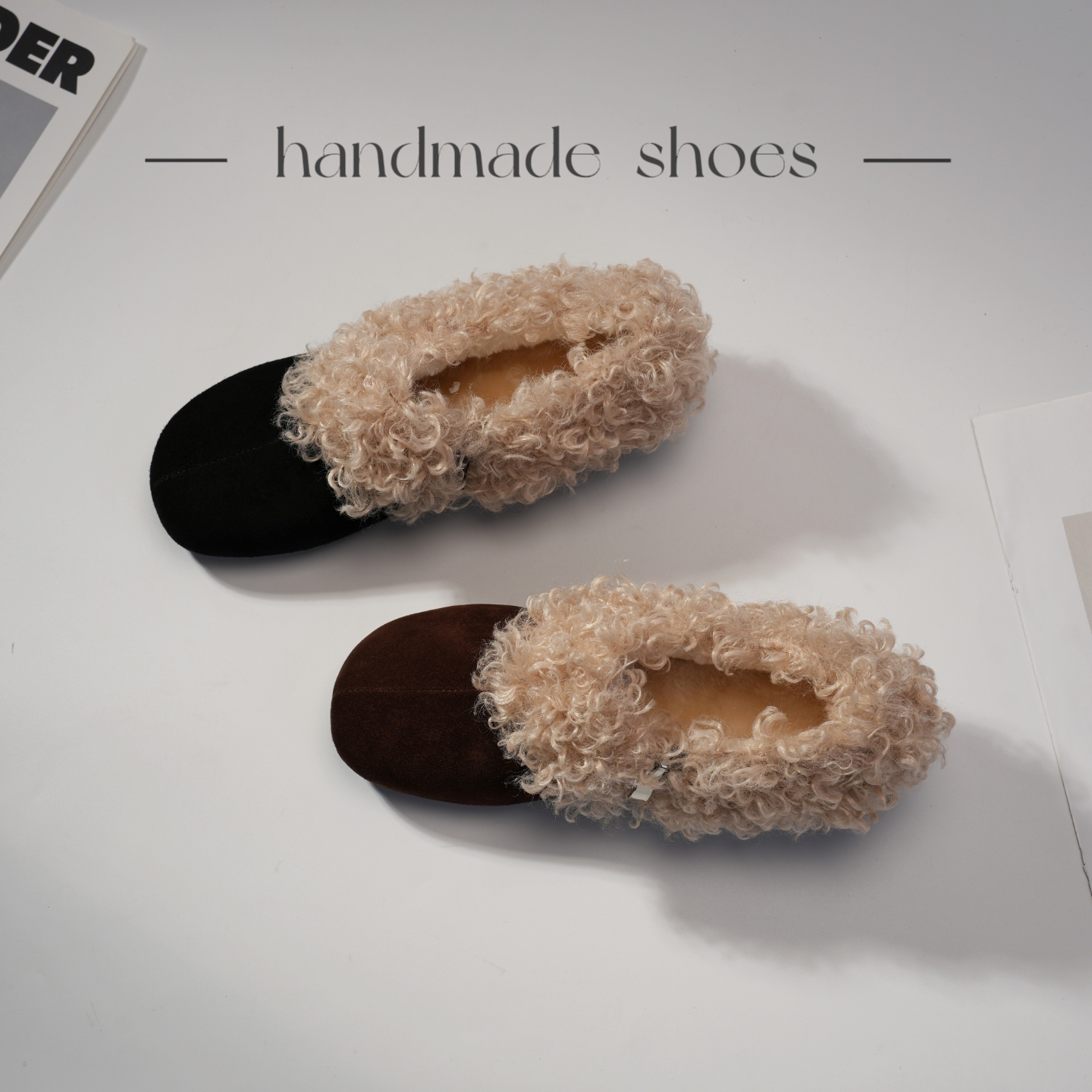 4cm内增高真皮一脚蹬乐福鞋女2025秋冬加绒新款羔毛单鞋