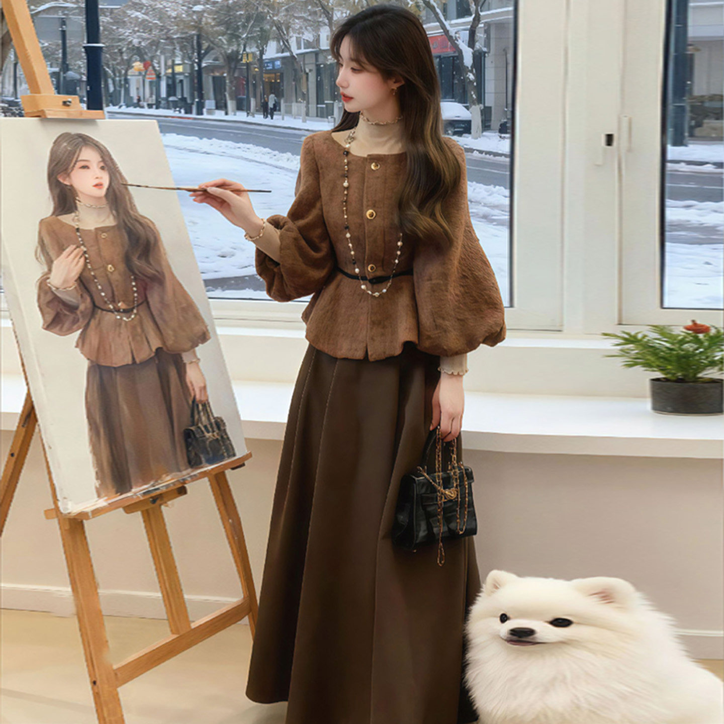 秋冬洋气减龄穿搭一整套女高端精致名媛小香风气质外套半身裙套装