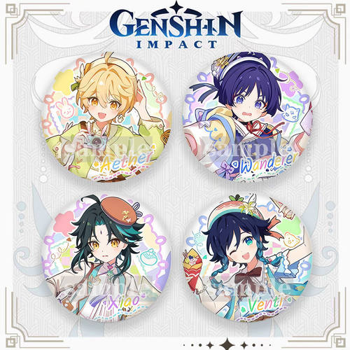 【画师授权】25新款原神fes镭射徽章吧唧散兵魈空温迪徽章漫周边