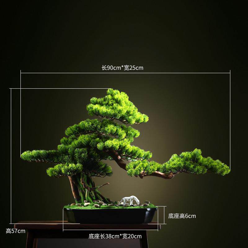 创意仿真迎客松盆景办公室摆件新中式绿植客厅玄关酒店造景装饰品
