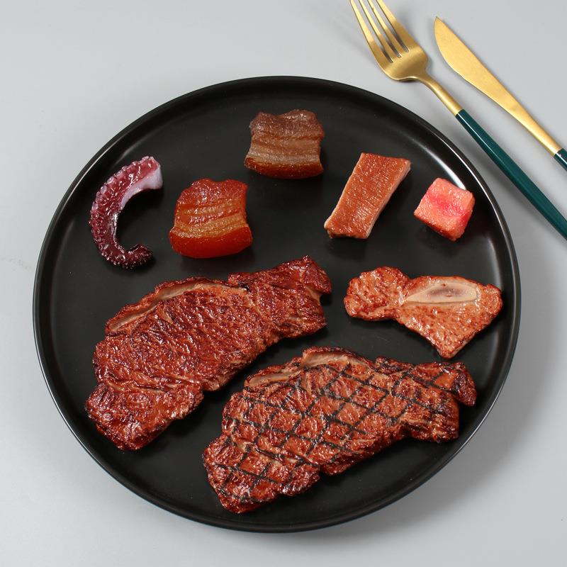 饰定制真牛排香肠荷包蛋红烧肉鸡排虾仿箱贴仿冰真食玩装道具