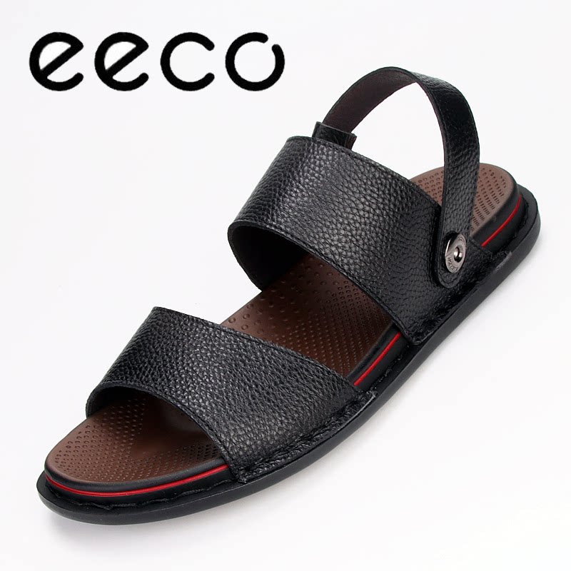 EECOBRON头层牛皮男士凉鞋露趾