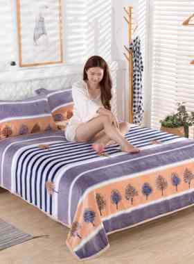 法兰绒床单单件双面绒盖毯单人毛毯双人家用加绒加厚珊瑚毛绒被单