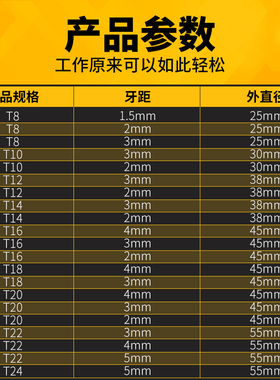 T型螺纹圆板牙 梯形螺纹板牙T8T10T12T14T16T18T20T22T24*2*3*4*5