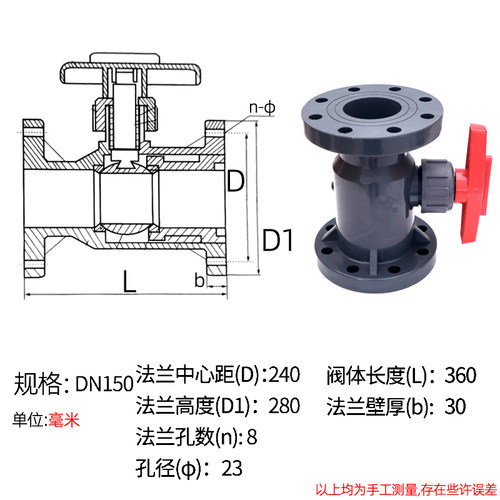 UPVC法兰球阀塑料软密封快装PVC管阀门水管开关1寸dn32 40 50 65