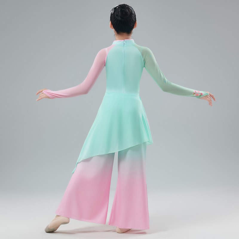 速发淡妆浓抹总舞蹈服儿童团扇群舞表演服身韵飘逸古典舞演出服装