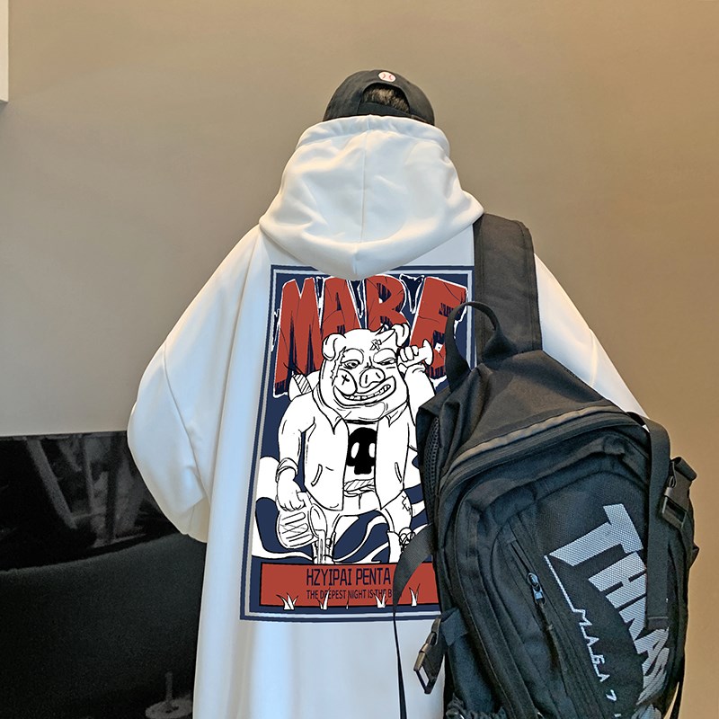 速发连帽卫松男春季新衣宽衣套头潮流白侣休闲上款服