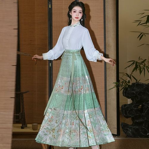 速发新中风国式马面裙套古装风汉元素通勤轻汉服改良版日常可穿