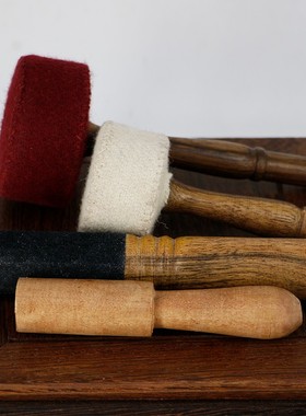 速发颂钵敲棒钵泊尔手工佛音碗转棒磨棒尼锤颂钵槌桃木研棒铜罄棒