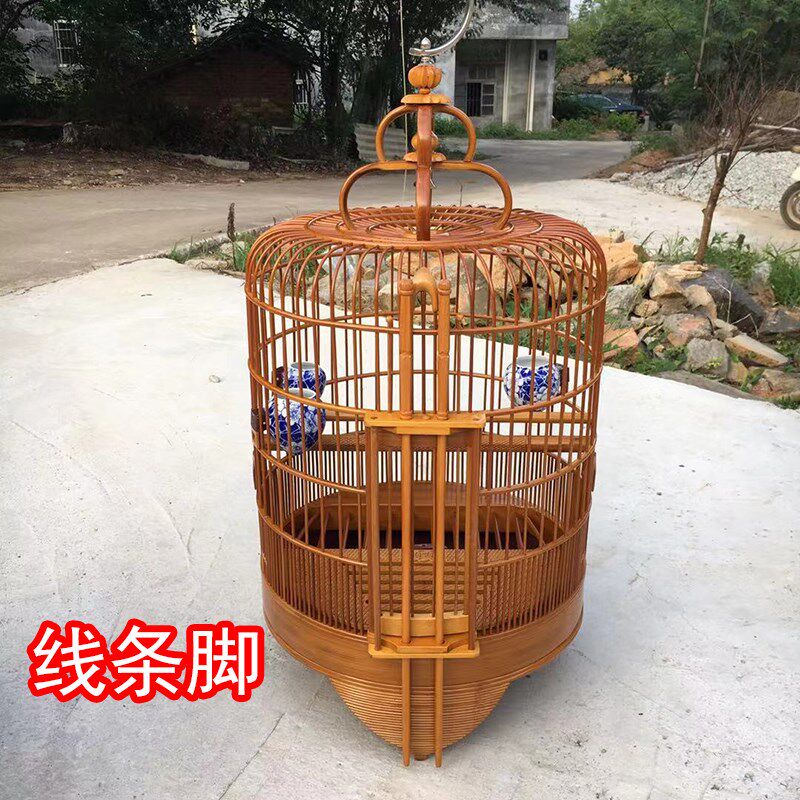 极速防暴漆黄杨木门口老竹广笼36直径方边水波脚广西底画眉鸟笼高