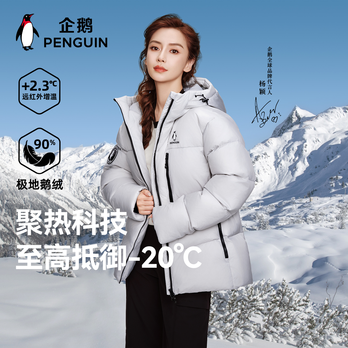 企鹅暖甲防风连帽保暖鹅绒服