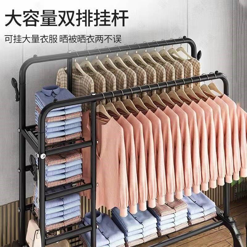 现货速发晾衣架落地折叠室内家用加粗加厚晒衣架挂衣架子卧室简易