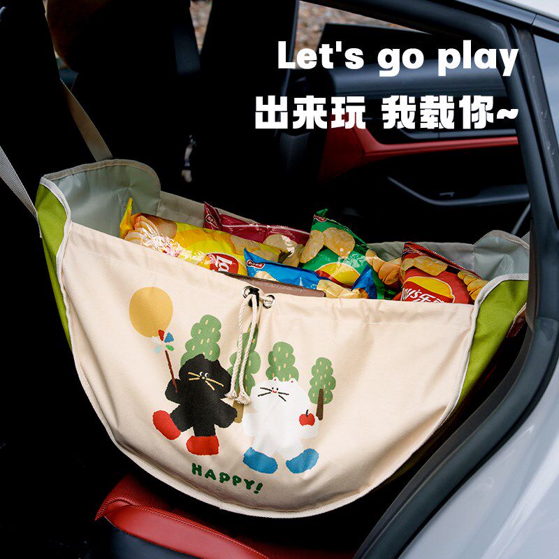 现货速发便携车载收纳袋旅行可展开袋汽车后排储物袋悬挂置物袋