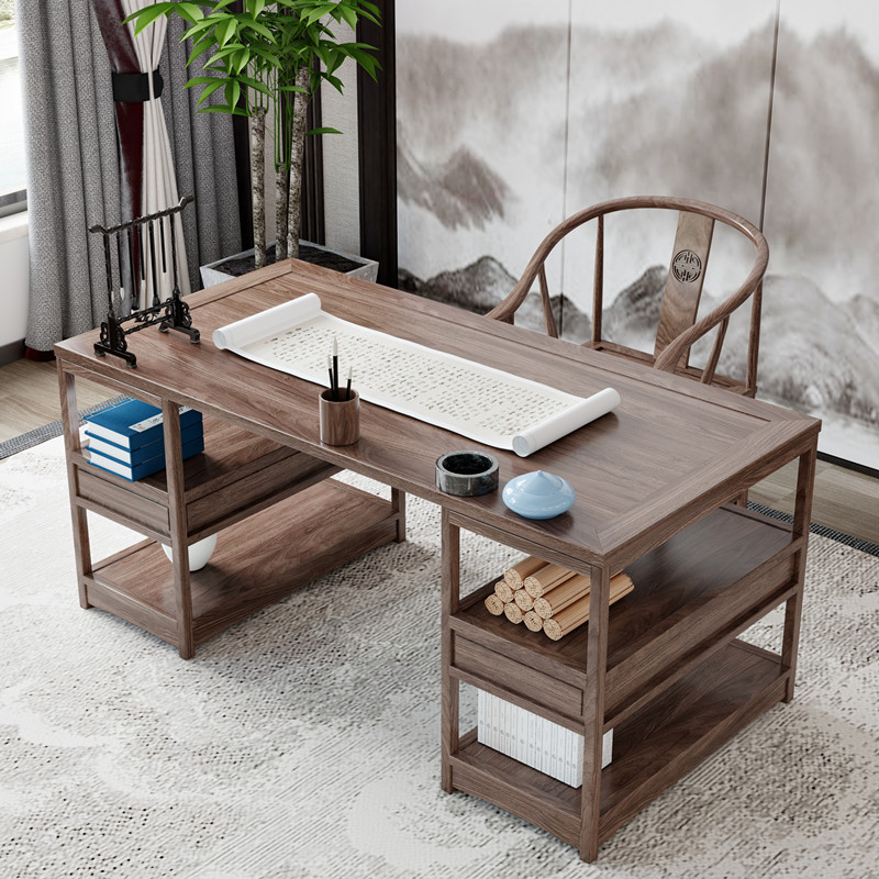 实木书桌中式书画l桌画案南榆木国学桌写字台办公桌书法桌家用桌