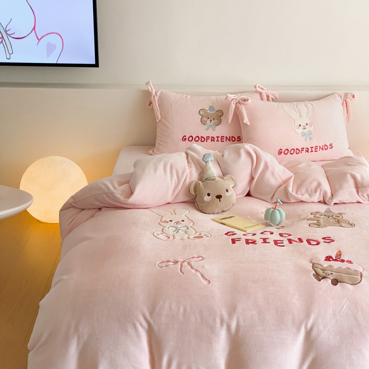 A类母婴级儿童加厚牛奶绒四件套