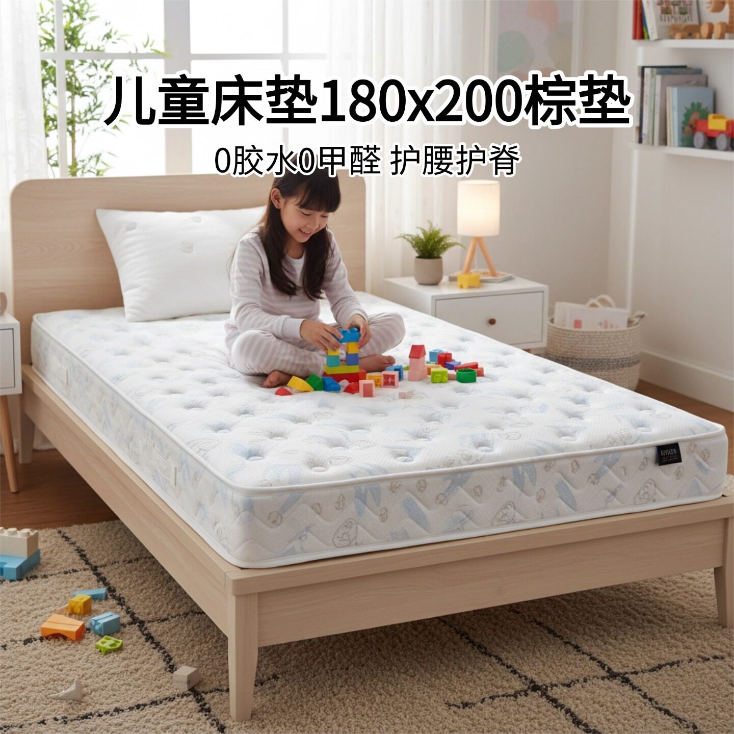 菲欧宫床垫180x200棕垫儿童床垫硬垫子儿童环保护腰脊0胶水无甲醛