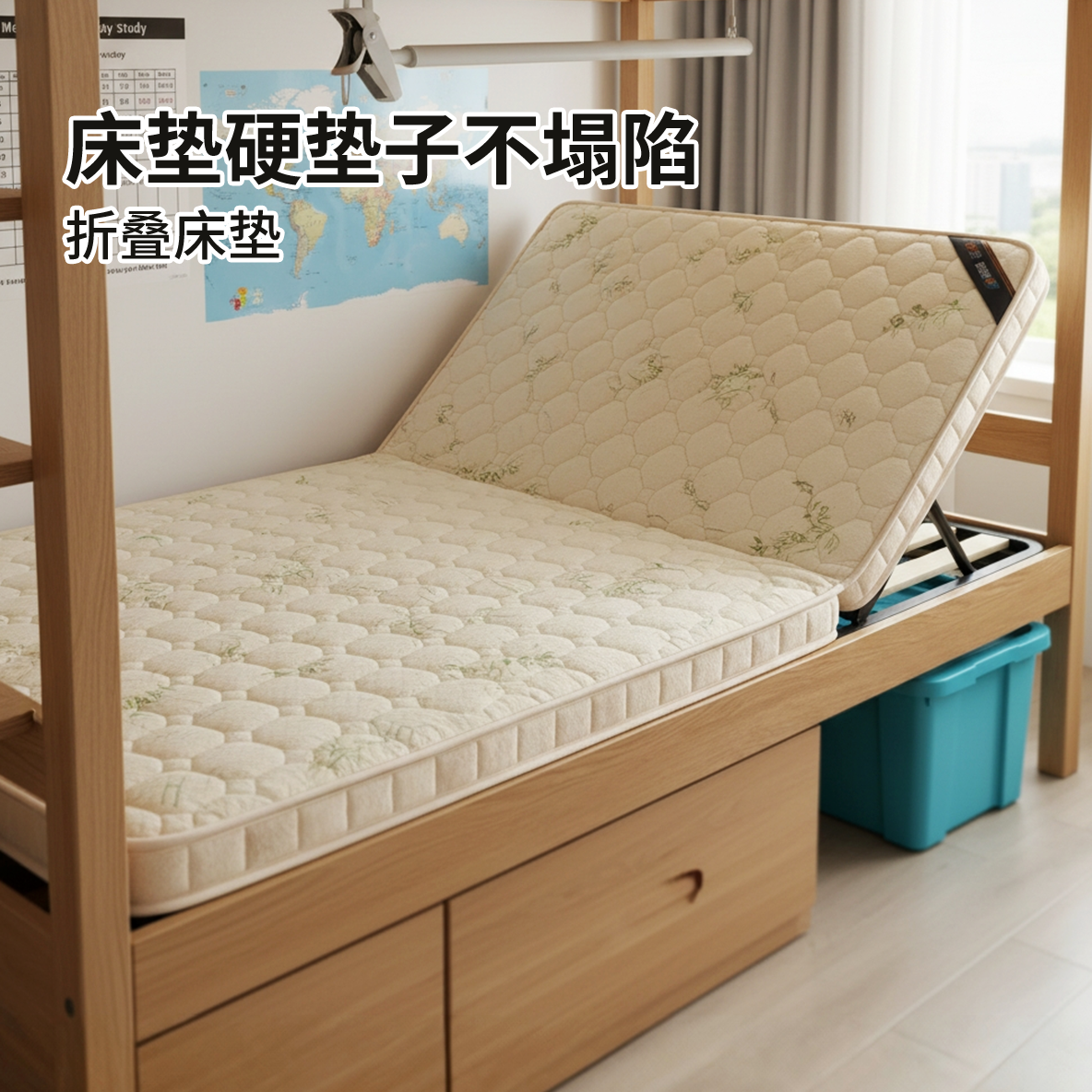 菲欧宫床垫硬垫子不塌陷折叠黄麻护腰老人护脊儿童榻榻米0胶0甲醛