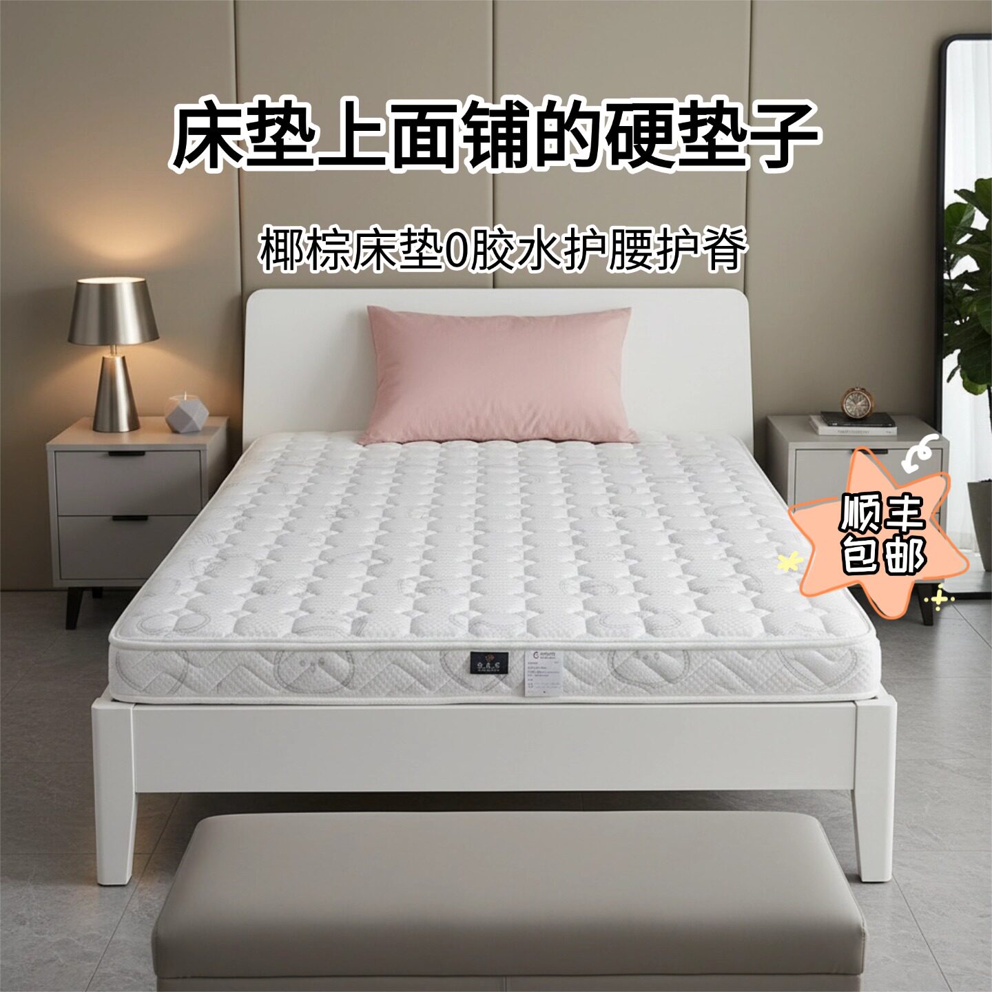 菲欧宫椰棕加硬护脊护腰薄床垫图片