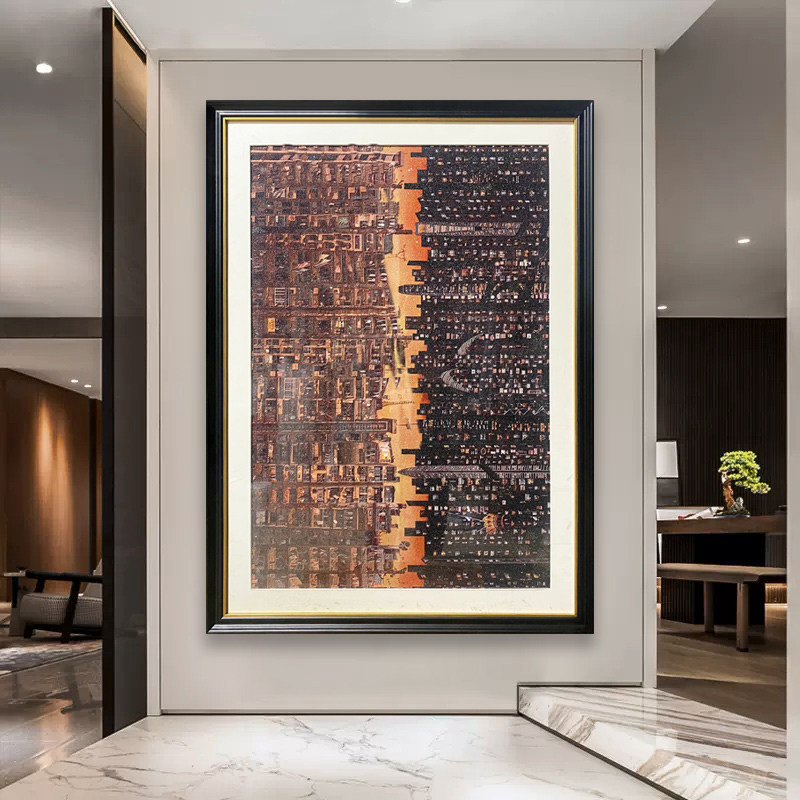 意式简约风格客厅装饰画轻奢高档酒店售楼部大堂设计款可定制挂画