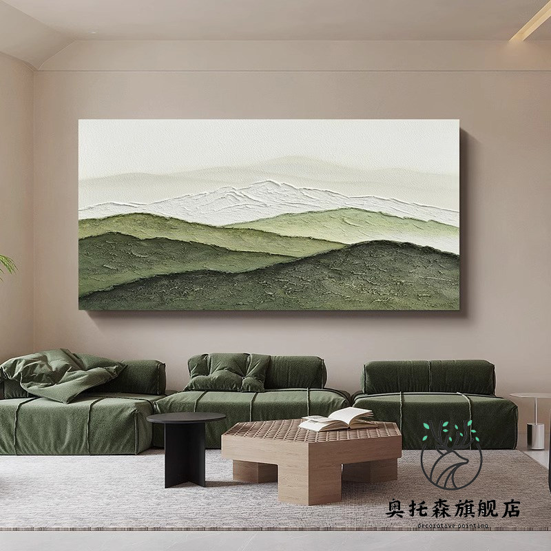 《背有靠山》小众艺术客厅轻奢挂画横版大气肌理装饰画别墅装饰画
